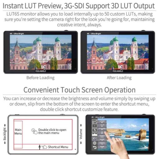 Feelworld LUT6S 6″ 4K HDMI Camera Monitor - Image 4